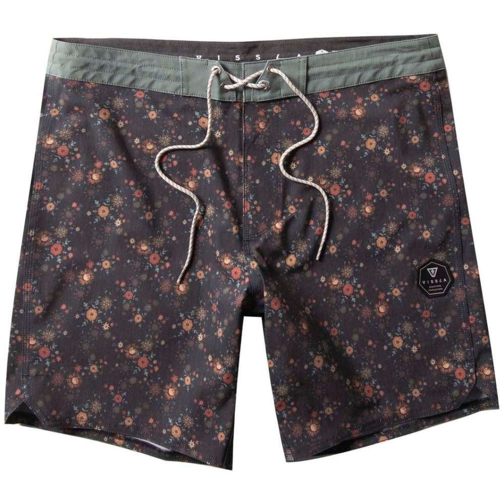 VISSLA Floral Black and Green Board Shorts
